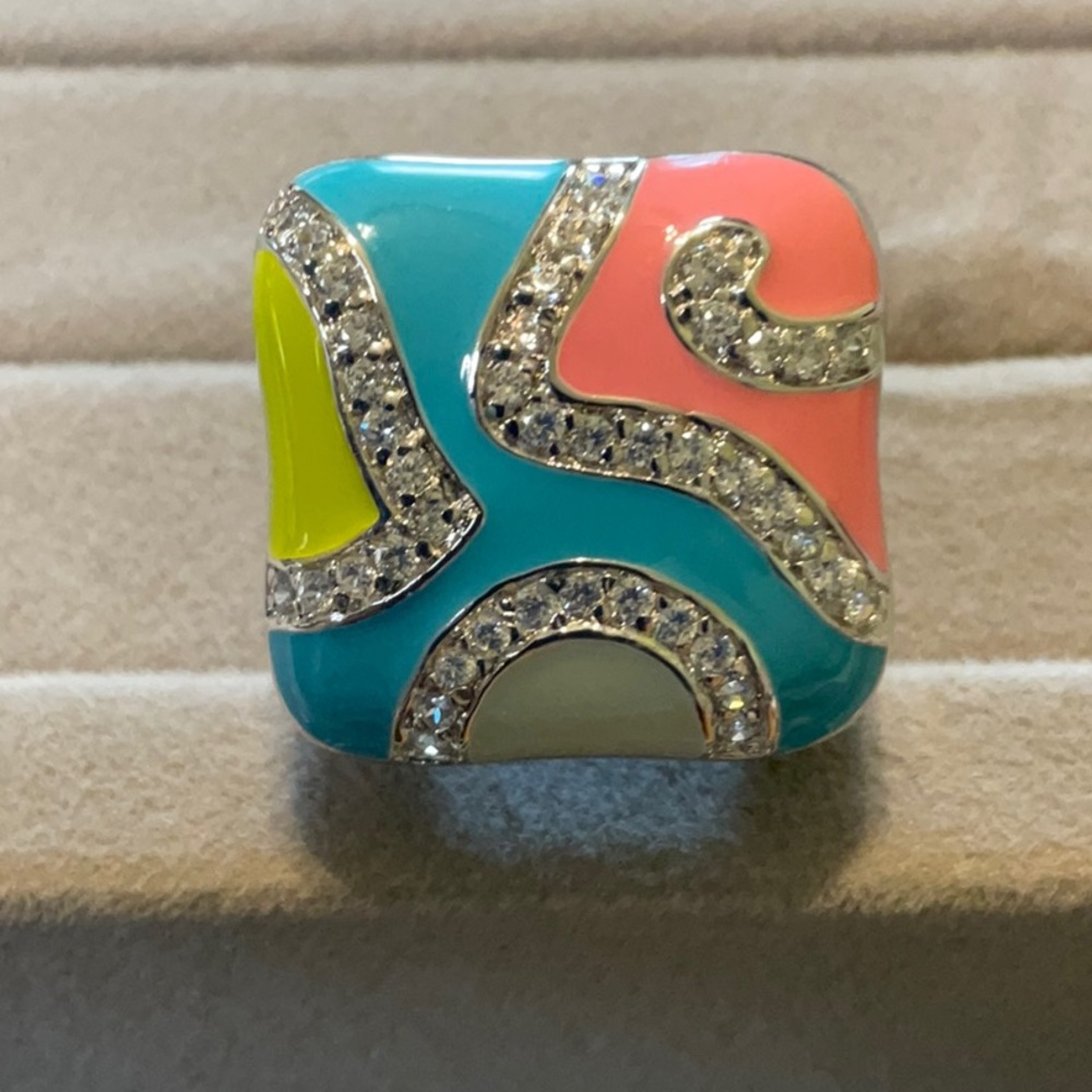 Colorful Enamel Sterling Silver Ring - Picture 4 of 4